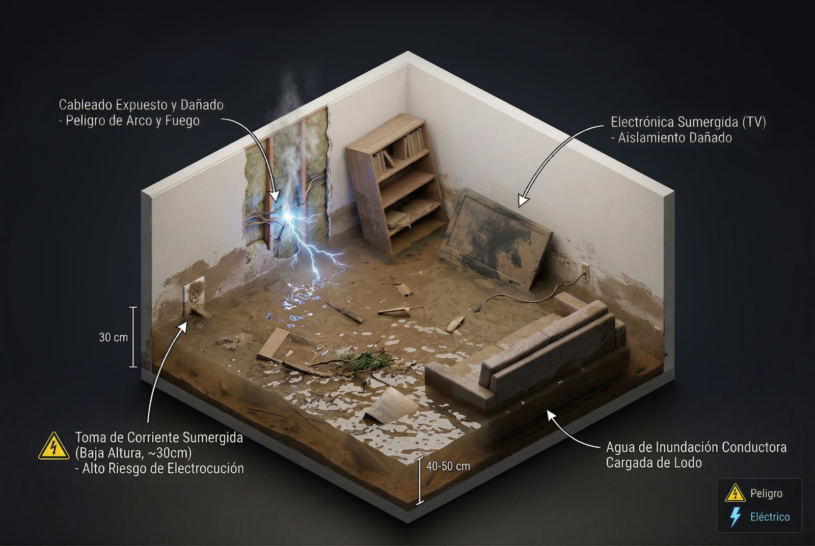 Huaicos y lluvias intensas exponen fallas eléctricas que pueden convertirse en tragedia